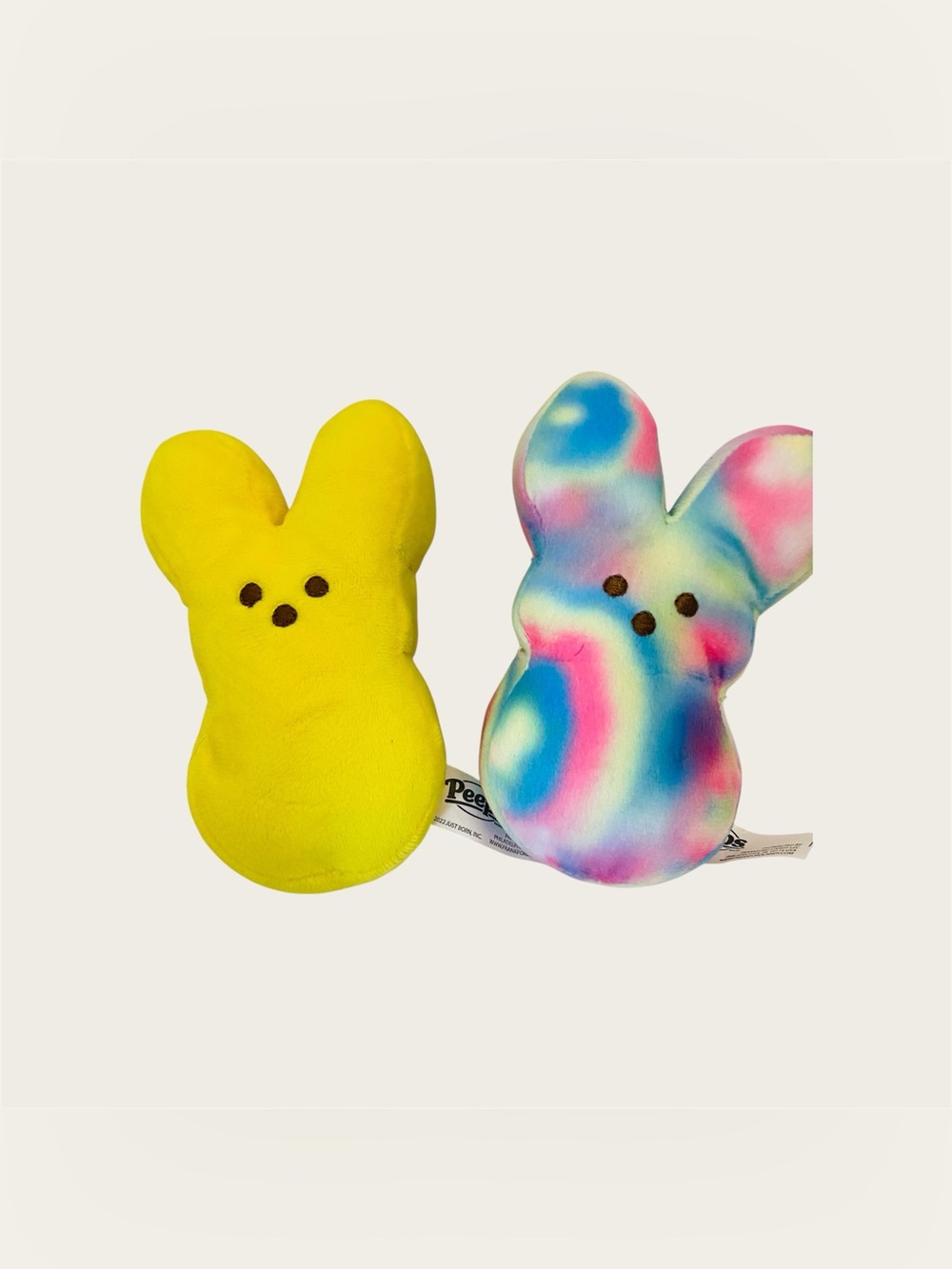 Peeps Bunny Plush Stuffed Animals Lot of 2 Easter Retired Small Yellow & Tie Dye